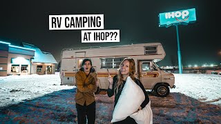 Overnight RV Camping… in an IHOP Parking Lot… IN WINTER [upl. by Radbourne]