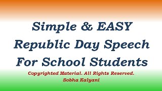 REPUBLIC DAY SPEECH 2022  SHORT SPEECH IN ENGLISH ON 26 JANUARY  ENGLISH SPEECH ON REPUBLIC DAY [upl. by Amocat]