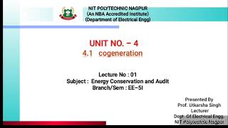 ECA22525 Lecture 01  41 Cogeneration [upl. by Merras]