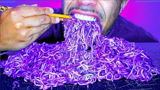 ASMR PURPLE NOODLES CHALLENGE  NO TALKING EATING BIG BITES SLURPING MOUTH SOUNDS [upl. by Donnell]