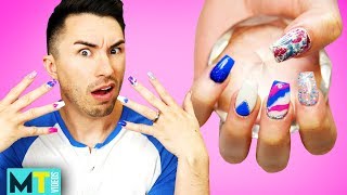 Men Try Fake Nails  Gel Nails Applied by Professionals [upl. by Avla]