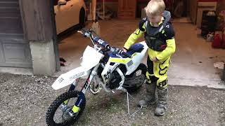 Brand New Husqvarna TC65 including first EVER manual clutch use by 9 year old [upl. by Notnert]