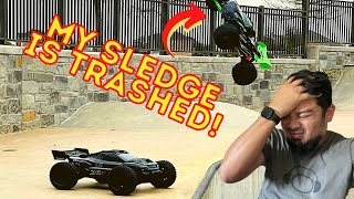 TRAXXAS XRT AND SLEDGE SHRED THE SKATEPARK [upl. by Ansell847]