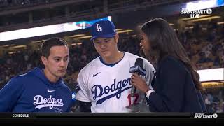 Shohei Ohtani on first dodger home run and electric crowd Dodgers Postgame interview 2024 [upl. by Susej795]