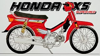 Lukis Motor ex5  Cara melukis motor ex5  cara lukis Honda ex5 modified [upl. by Icam]