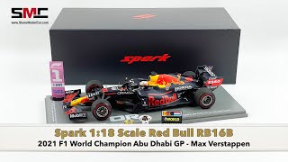 Spark 118 Max Verstappen 2021 F1 World Champion Red Bull RB16B Abu Dhabi GP with Trophies [upl. by Nazario863]