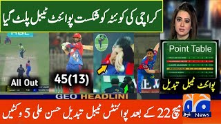 Karachi Kings Vs Quetta Gladiator Match Highlights 2024  PSL Today Point Table After Match 22  PSL [upl. by Shumway896]