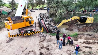 Amazing Heavy Dump Truck Fail Overturn and Expertise Recovery By 80ton KATO Truck Crane Safety Work [upl. by Adnale692]