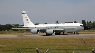 Loud RC135 Rivet joint USAF “Olive31” 180 degree turn and departure from RAF Mildenhall 11722 4K [upl. by Vasiliki]