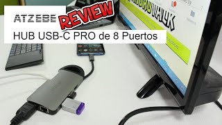 HUB USBC MULTIPUERTO ATZEBE CON HDMI  LAN RJ45  USB 30  SDMICROSD  ANÁLISIS EN ESPAÑOL [upl. by Rudy]