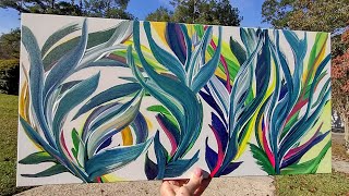 360 Botanical Abstract Painting RinskeDouna Friday With Friends [upl. by Adnoved]