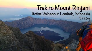 Trekking to Mount Rinjani active volcano Lombok Indonesia [upl. by Oehsen]