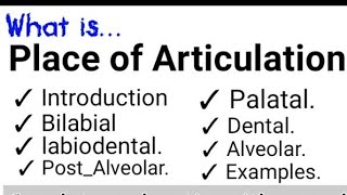 Place of Articulation Placeofarticulation postAlveolarsounds palatal  placeofarticultion [upl. by Tehcac]