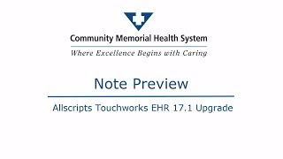 Allscripts EHR 171 Note Preview [upl. by Sibbie]