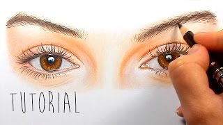 Tutorial  How to draw color realistic eyes with colored pencils  step by step  Emmy Kalia [upl. by Haseefan201]