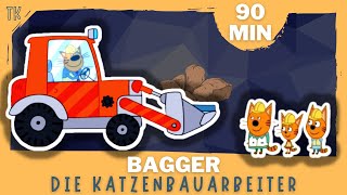 Die Katzenbauarbeiter mit Bagger im Einsatz  Kindervideos  Kinderfilme  telekids [upl. by Nooj]