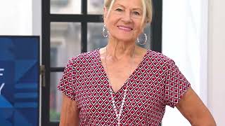 Dennis Basso Printed Italia Knit Surplice Top with Tie on QVC [upl. by Ellekim562]