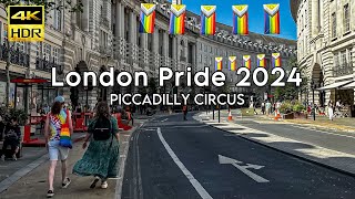 Pride 2024 Highlights London Piccadilly Circus WalkLog 🇬🇧 4K [upl. by Annazus]