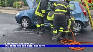 Barbarano Mossano VI Incidente tra due auto due feriti 12092024 [upl. by Donny]