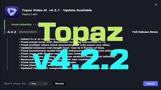 Topaz video AI update v422 topazlabs plugins topazvideoai davinciresolve [upl. by Lovett]