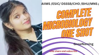 microbiology complete Microbiology One Shot  AIIMS DSSSB CHO  BHU  MNS  By GrowNursing [upl. by Llenwad]