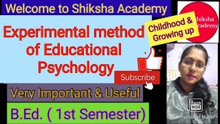 Experimental method of educational psychology  Bed experimental method [upl. by Khalin]