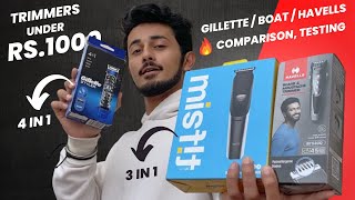 Best Trimmer under Rs1000 Gillette VS boAt VS Havells  Comparison amp Testing  Electrical Unboxing [upl. by Navillus]