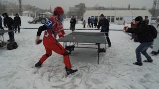 En Russie 1er championnat de ping pong sur glace [upl. by Weig]