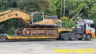 FAW JH6 460 MOBILISASI ALAT BERAT EXCAVATOR HYUNDAI 480 LC [upl. by Ener]