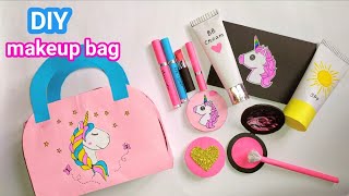 DIY unicorn paper makeup baghow to make paper makeup bagmakeup kit for girlsPaper makeup [upl. by Wilhelmina255]