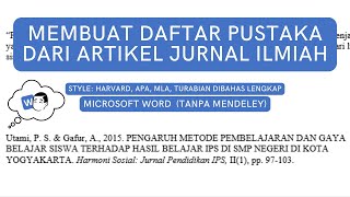 Cara Membuat Daftar Pustaka dari Artikel Jurnal di Microsoft Word [upl. by Yup]