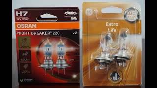 OSRAM NIGHT BREAKER 220 vs GE Extra Life [upl. by Aistek557]