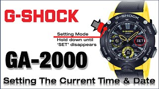 GA2000 GSHOCK 5590 Set Time Date Home City1224H  Key operation tone DST Light duration Demo [upl. by Rhines]