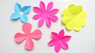 5 Easy Paper Flower Paper Flower Making Ideas How to cutmake Paper Paper Flowers [upl. by Notyap402]