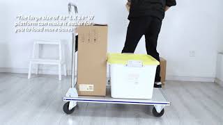 LEADALLWAY 48 L X 24 W Super Large Foldable Push Cart Aluminum Alloy Platform Cart with 4 Wheel 1000 [upl. by Inattirb952]