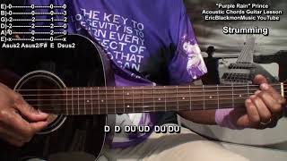 PURPLE RAIN By Prince Guitar Lesson For Dummies EASY CHORDS EricBlackmonGuitar [upl. by Eliezer]