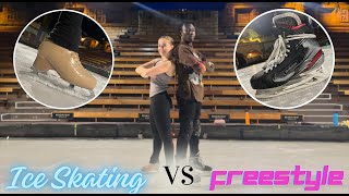 Ice Skating VS Freestyle  comparing styles and attempting each others tricks [upl. by Womack235]