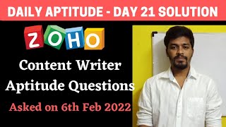 Zoho Content Writer Aptitude Questions  Daily Aptitude  Day 21 Solution  BiNaRiEs [upl. by Karim]