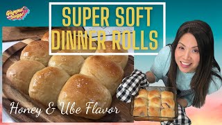 EASY SWEET DINNER ROLLS  SUPER SOFT HONEY amp UBE MILK BREAD  By Glamour and Sugar [upl. by Araiet]