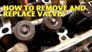 How To Remove and Replace Valves in a Cylinder Head EricTheCarGuy [upl. by Jasik]