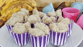 Gedämpfte BananenMuffins  fettfrei  vegan  3 Zutaten [upl. by Nalda]