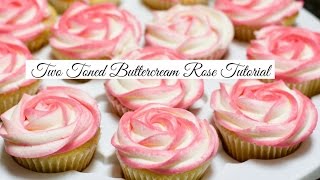 Two tone buttercream cupcake rose tutorial [upl. by Oicnedif618]