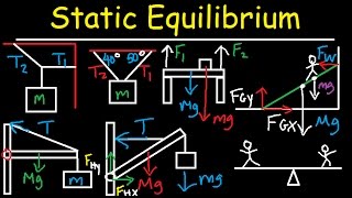 Static Equilibrium  Tension Torque Lever Beam amp Ladder Problem  Physics [upl. by Cullie]