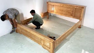 How To Building A Bed Extremely Simple and Beautiful  Skill Modern Woodworking [upl. by Udele]