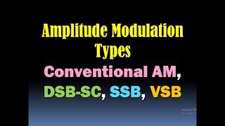 Amplitude Modulation Techniques AM DSBSC SSB VSBDouble Sideband Single Sideband Vestigial [upl. by Laing]