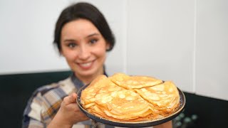 ПРОЩЕ рецепта не найдете САМЫЕ ТОНКИЕ вкусные блинчики на Масленицу Блины на молоке и воде [upl. by Absalom]