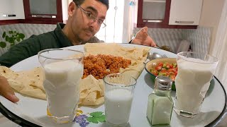 Yufka Ekmek Üzerine Bulgur Pilavı ve Buz gibi Ayran köydeyaşam köyhayatı [upl. by Nilved]