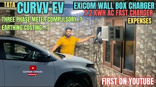 TATA CURVV EV wall box charger 72kwh home fitting all details  Honest review Watch before buying [upl. by Aduhey]