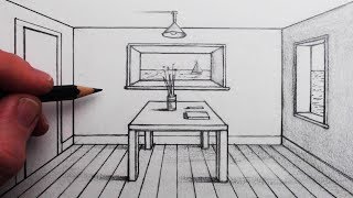 How to Draw a Room in 1Point Perspective for Beginners [upl. by Chainey44]