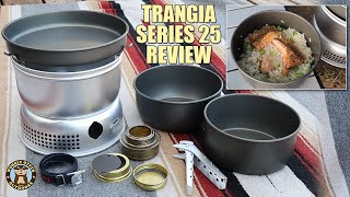 Trangia Series 25 Stove Cook Set Review  Cooking Salmon Edamame Rice and Tea [upl. by Nyleuqcaj]